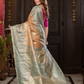 Bhavika - Subtle beige silk with dual-toned zari borders