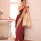 Pure Handloom Korvai Saree | Wine Red