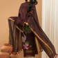Linen Jamdani Unstitched 2-Piece Kurti  |  Wine Red
