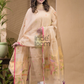 Cream Jamdani 2-Piece Set Kurti & Dupatta (UNSTITCHED) -684