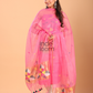 Hot Pink Silk Jamdani 2-Piece Set Kurti & Dupatta (UNSTITCHED) - 066