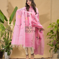 Light Pink Jamdani 2-Piece Set Kurti & Dupatta (UNSTITCHED) -716