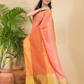 Cotton Linen Handloom Saree With Pale Orange - 014