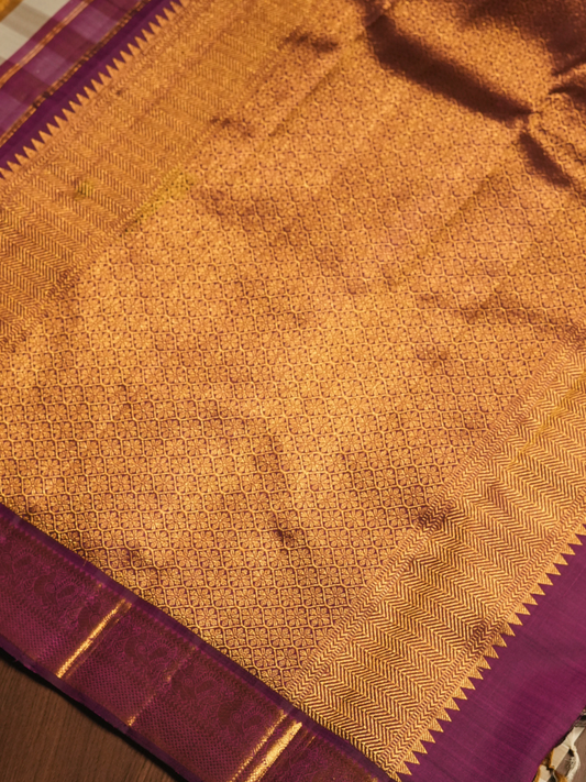 Silk Mark Certified Handloom Kanjivaram Silk Saree  |  Grape Purple