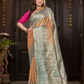 Bhavika - Subtle beige silk with dual-toned zari borders