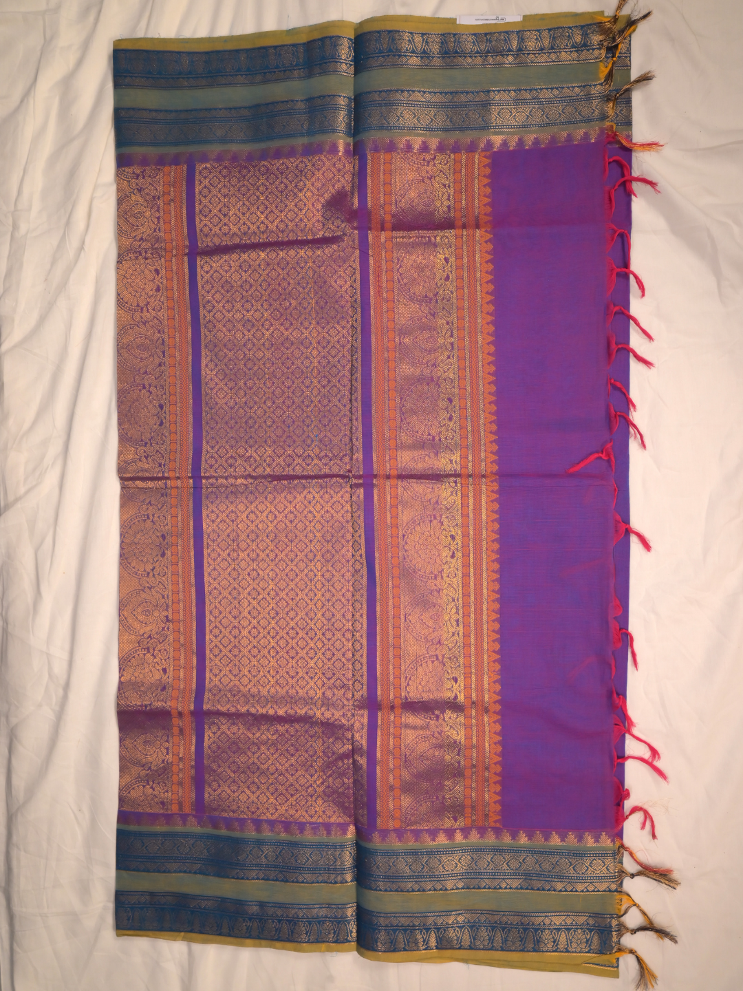 Kanchi Cotton|Dual Tone Purple & Aqua Green/ Blue