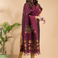 Mulberry Purple Tissue Linen 2-Piece Set Kurti & Dupatta (UNSTITCHED) - 016