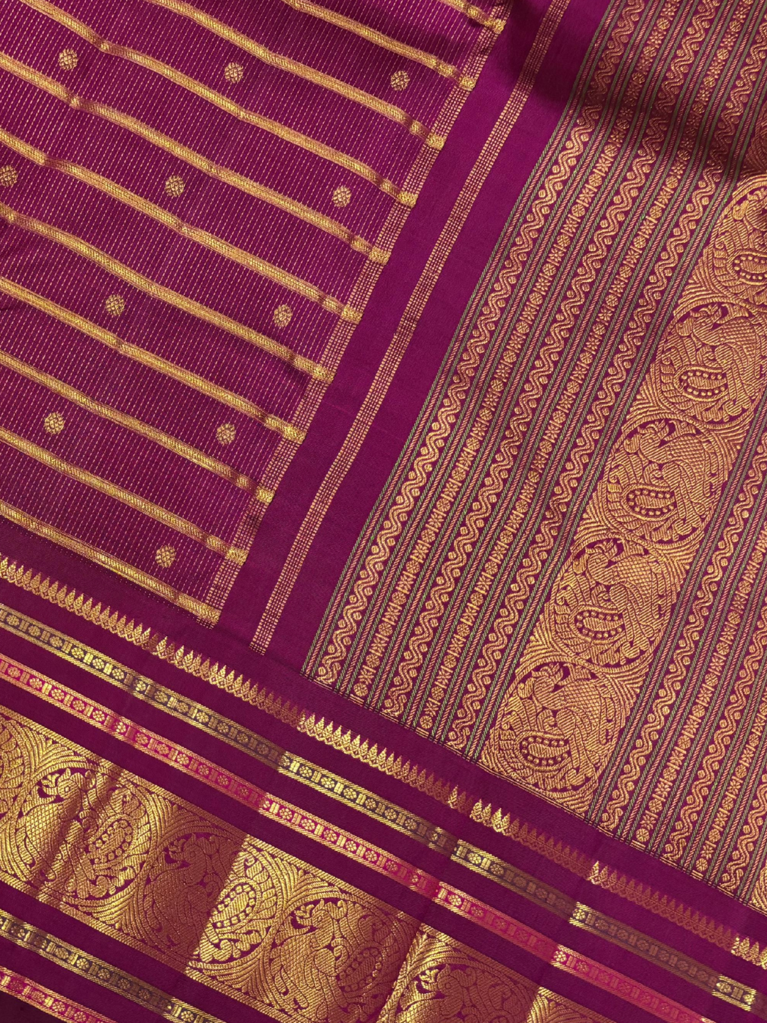 Handwoven Pure Gadwal Silk Saree  | Deep Maroon