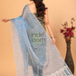 Pure Handloom Muslin Jamdani Dupatta With Light Blue - 025