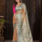 Bhavika - Subtle beige silk with dual-toned zari borders