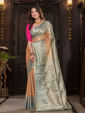 Bhavika - Subtle beige silk with dual-toned zari borders