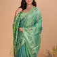 Tissue Silk Jamdani Saree With Shaded Teal Green - 122