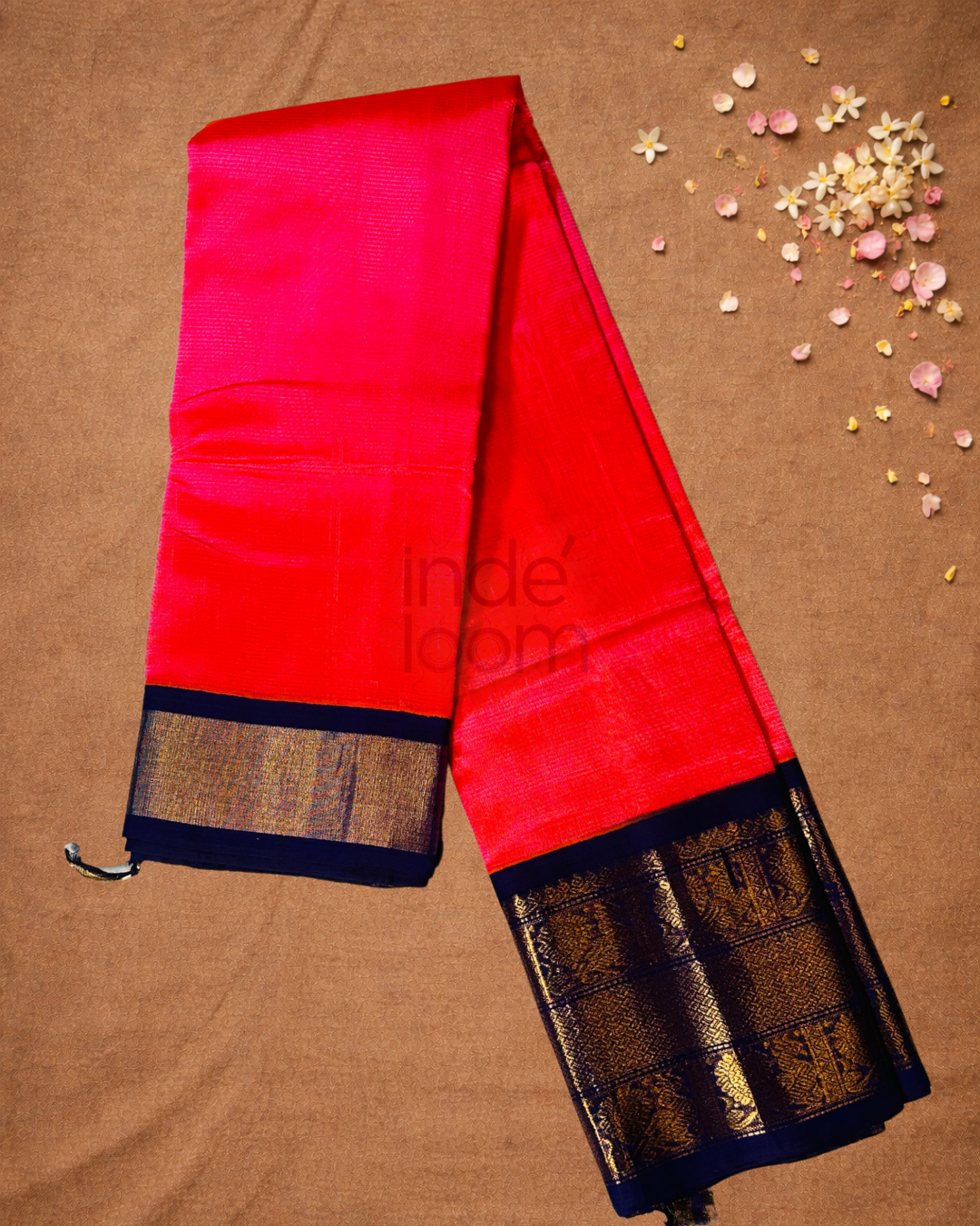 Pure Handloom Korvai Saree | With Deep Pink
