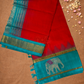 Handloom Korvai Silk Cotton Saree  |  Coral Red