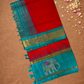 Handloom Korvai Silk Cotton Saree  |  Coral Red