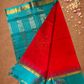 Handloom Korvai Silk Cotton Saree  |  Coral Red