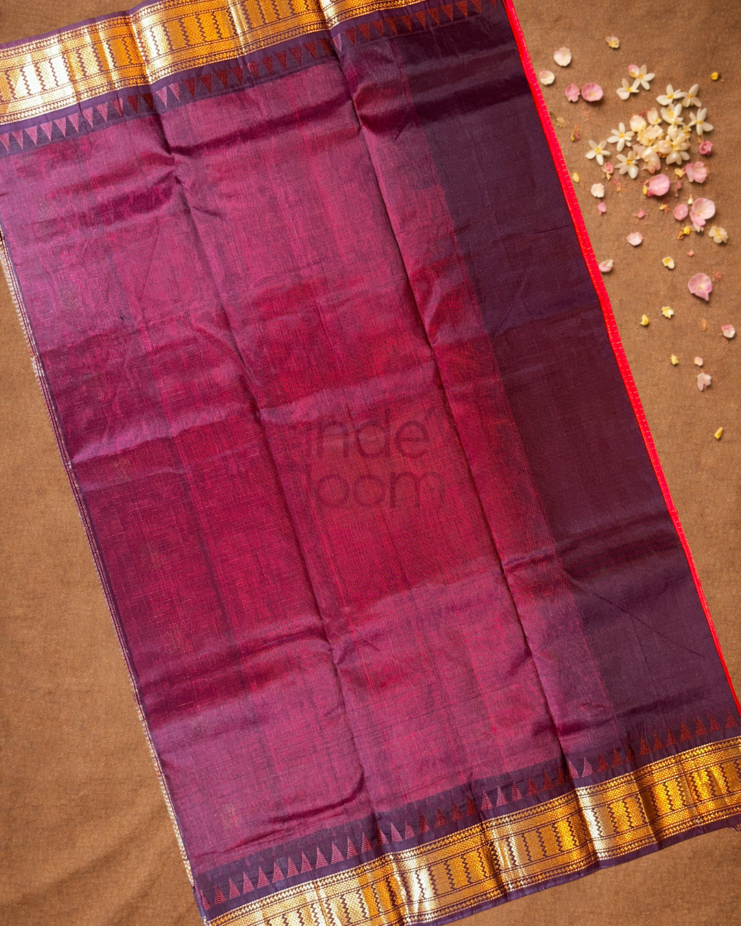 Pure Handloom Korvai Saree | With Apple Red