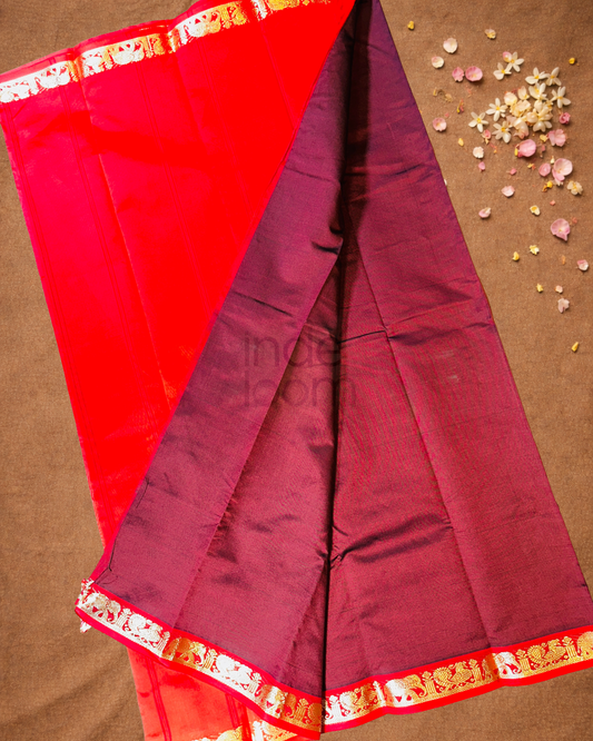Pure Handloom Korvai Saree | With Dark Purple