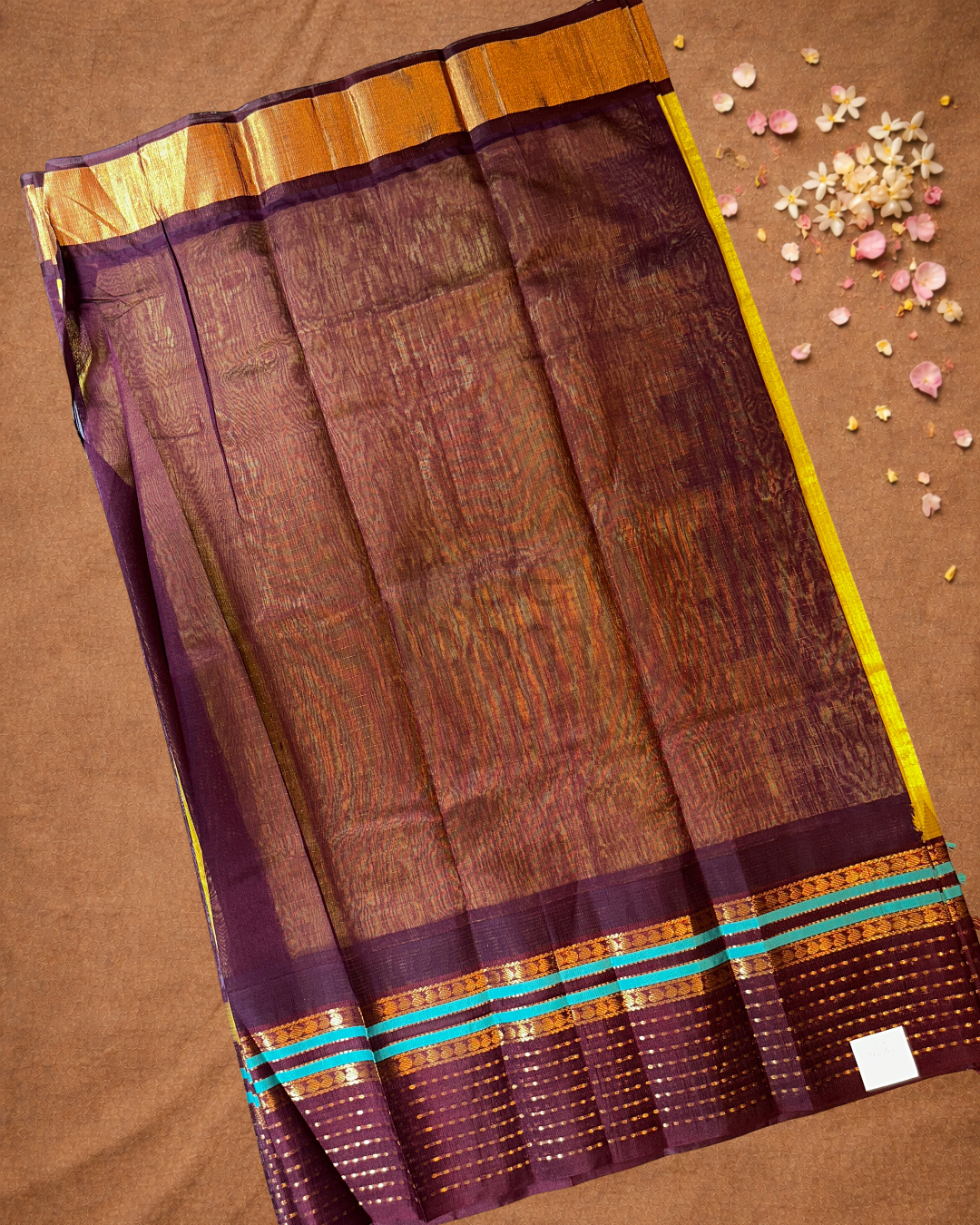 Handloom Korvai Silk Cotton Saree  |  Golden Yellow