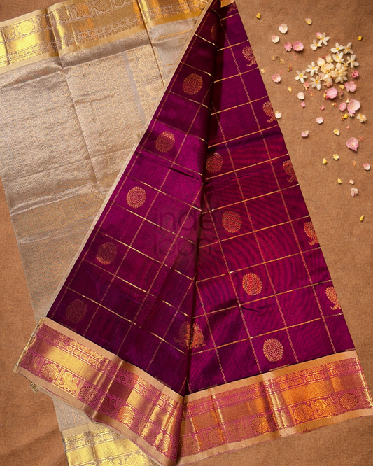 Pure Handloom Korvai Saree | With Mulberry Purple