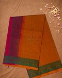 Pure Handloom Korvai Saree | With Ginger Orange