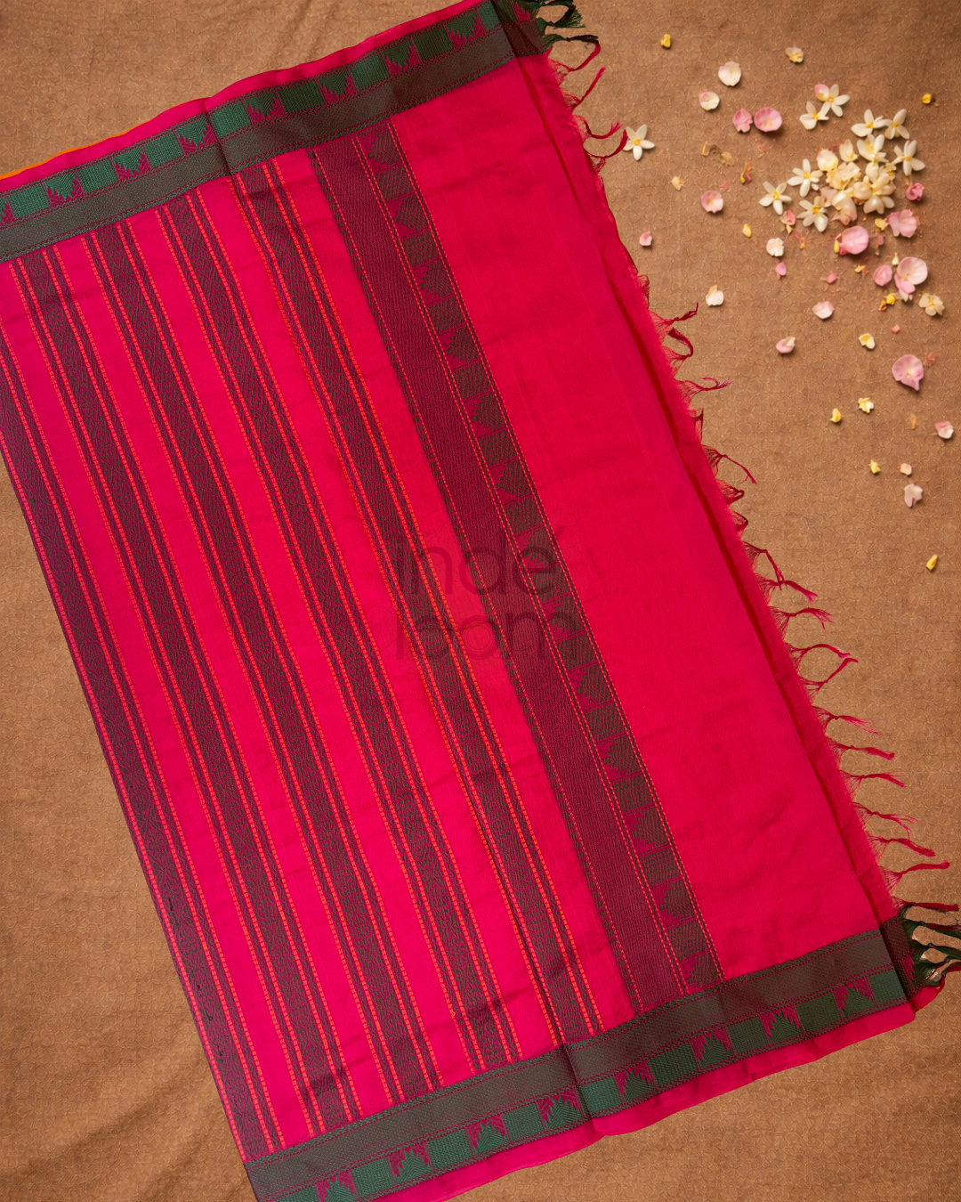 Pure Handloom Korvai Saree | With Ginger Orange