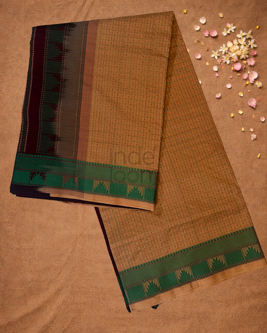 Pure Handloom Korvai Saree | With Coffee Brown