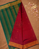Handloom Korvai Silk Cotton Saree  |  Burgundy Red