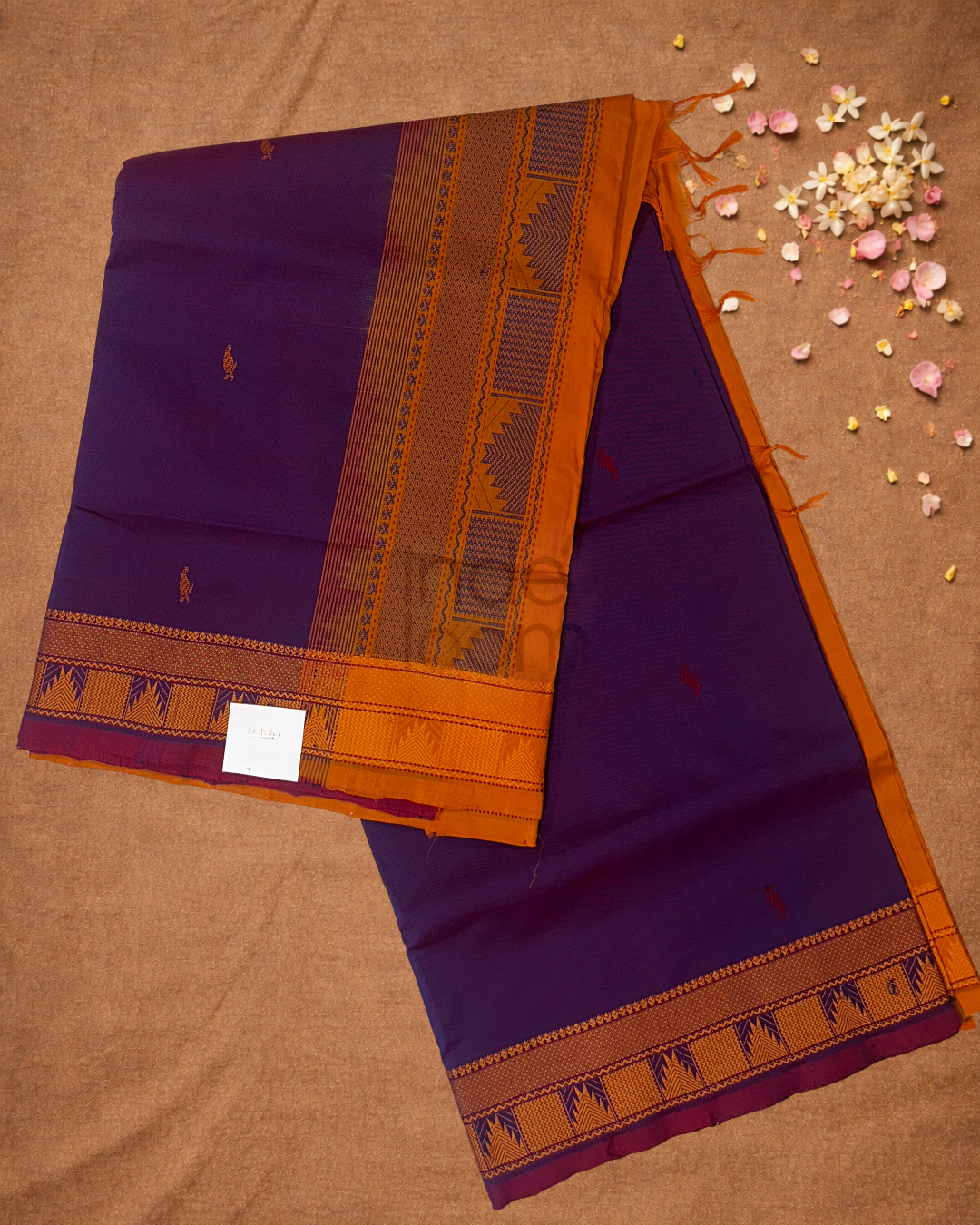 Handloom Korvai Silk Cotton Saree  |  Royal Purple