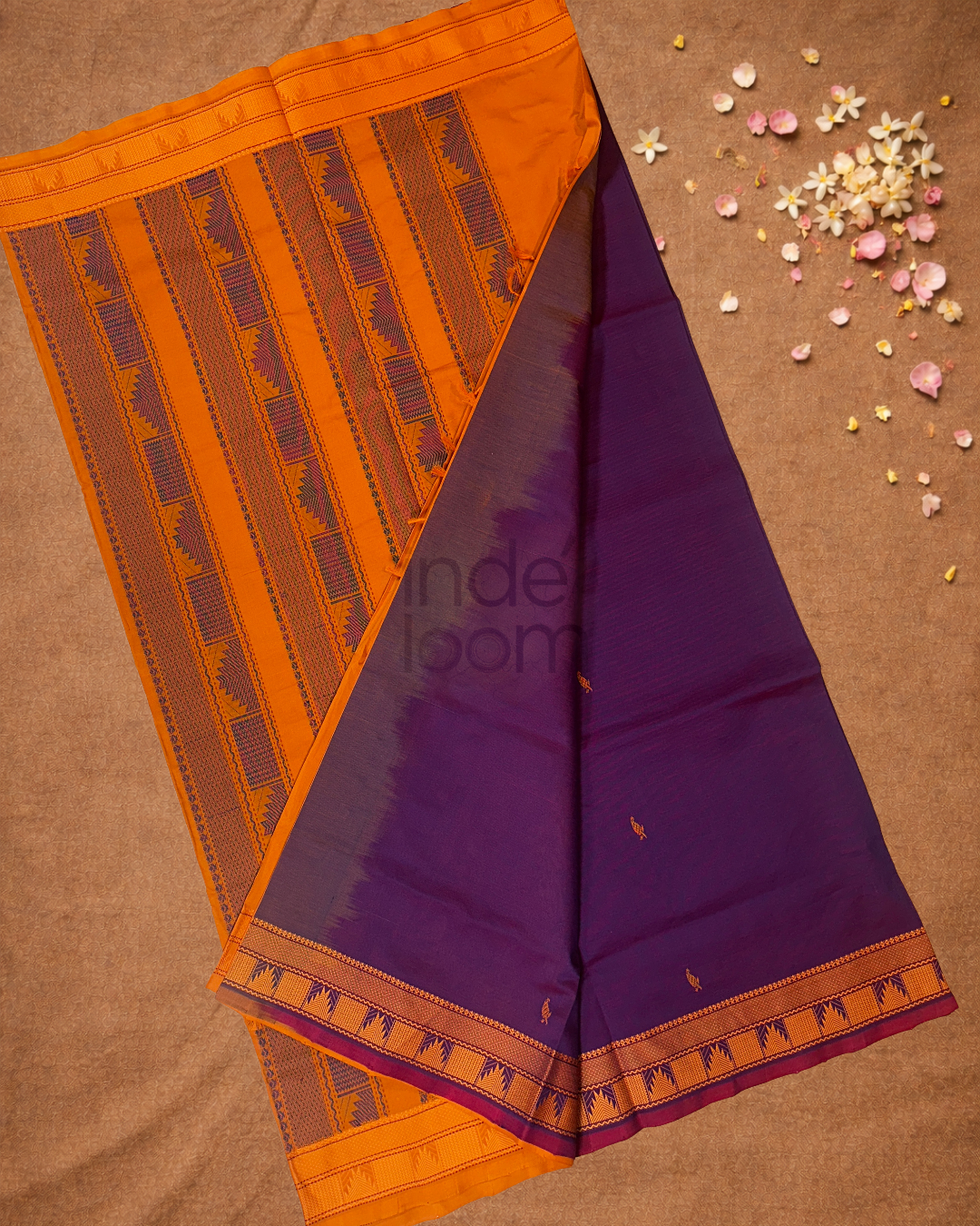 Handloom Korvai Silk Cotton Saree  |  Royal Purple
