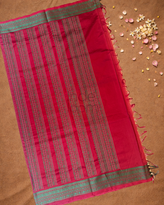 Pure Handloom Korvai Saree | With Pearl White