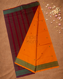 Handloom Korvai Silk Cotton Saree  |  Fire Orange