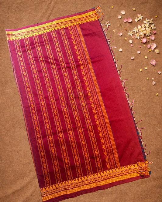 Handloom Korvai Silk Cotton Saree  |  Denim Blue