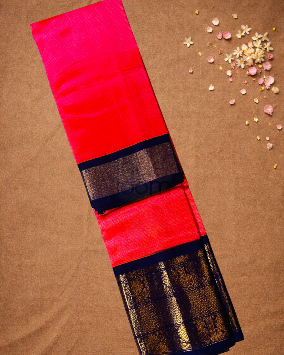 Pure Handloom Korvai Saree | With Deep Pink