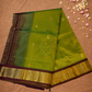 Handloom Korvai Silk Cotton Saree  |  Lime Green