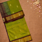 Handloom Korvai Silk Cotton Saree  |  Lime Green