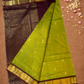 Handloom Korvai Silk Cotton Saree  |  Lime Green