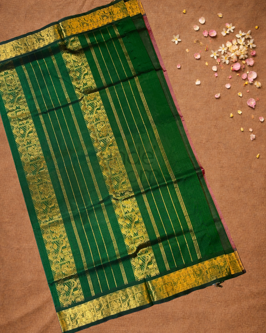 Handloom Korvai Silk Cotton Saree  |  Wine Red