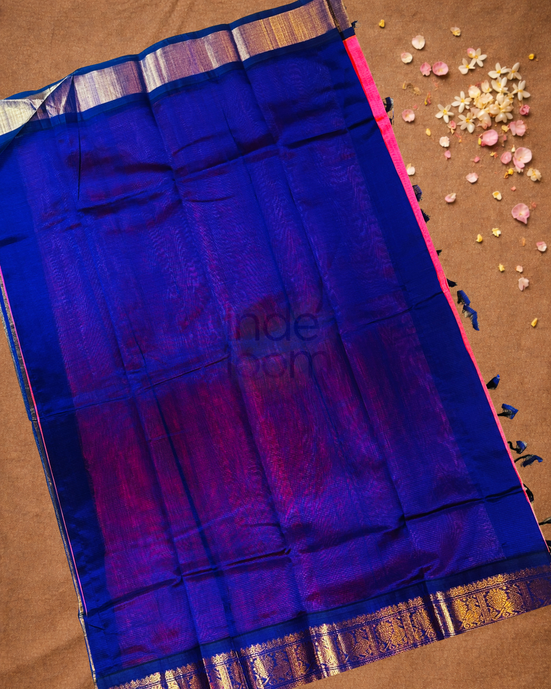 Pure Handloom Korvai Saree | With Deep Pink