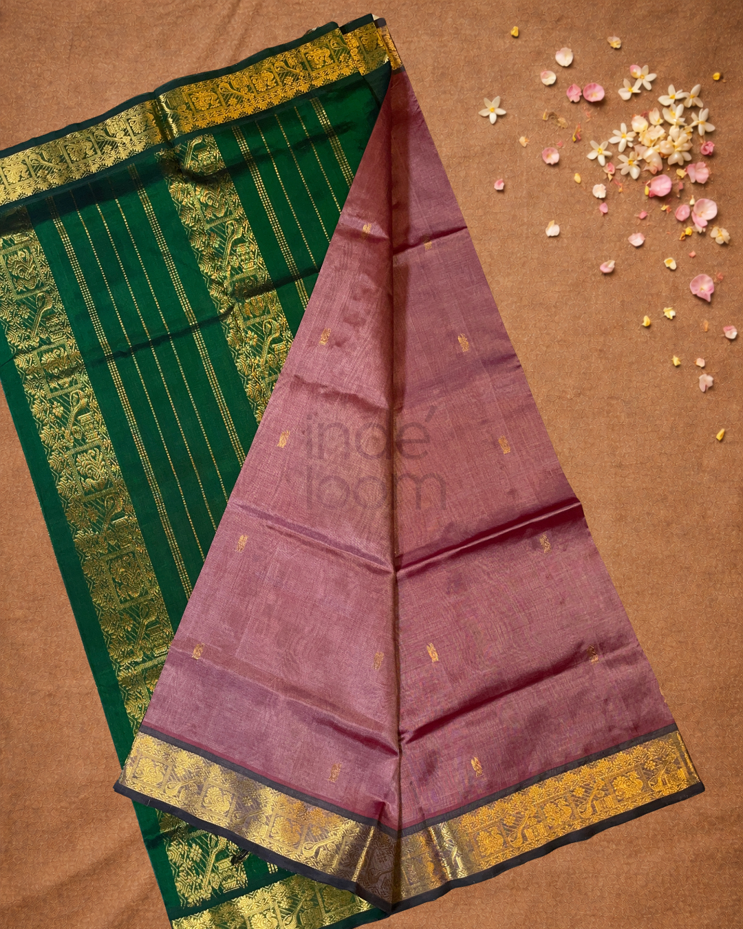 Handloom Korvai Silk Cotton Saree  |  Wine Red