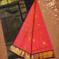 Handloom Korvai Silk Cotton Saree  |  Tomato Red
