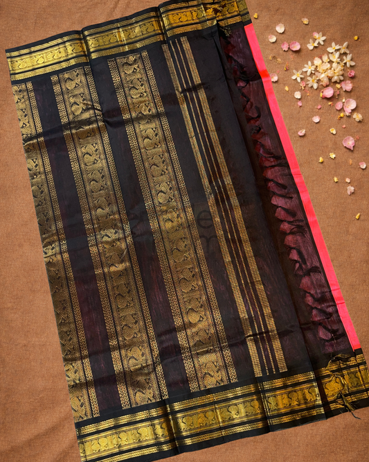 Pure Handloom Korvai Saree | With Hot Pink