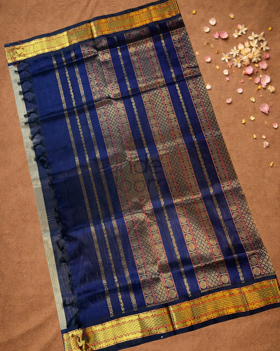 Handloom Korvai Silk Cotton Saree  |  Almond Beige