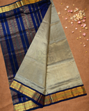 Handloom Korvai Silk Cotton Saree  |  Almond Beige