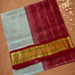 Handloom Korvai Silk Cotton Saree  |  Peacock Teal