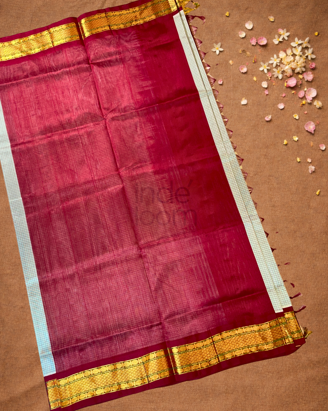 Handloom Korvai Silk Cotton Saree  |  Peacock Teal