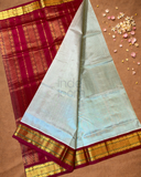 Handloom Korvai Silk Cotton Saree  |  Peacock Teal