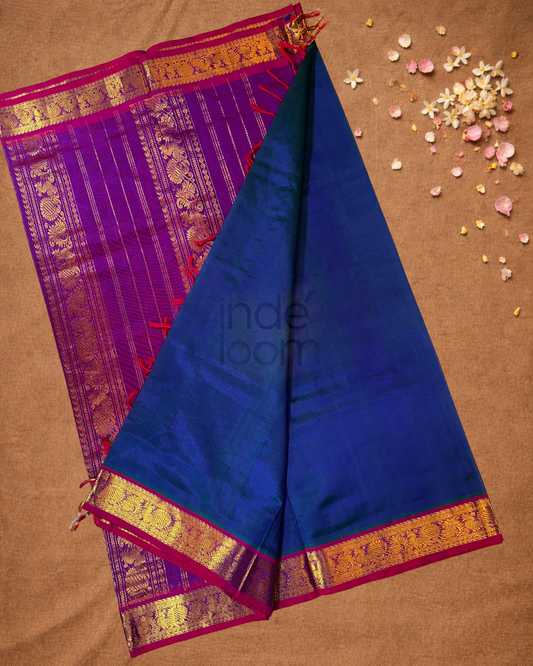 Pure Handloom Korvai Saree | With Plum Purple