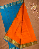 Pure Handloom Korvai Saree | With Fire Orange