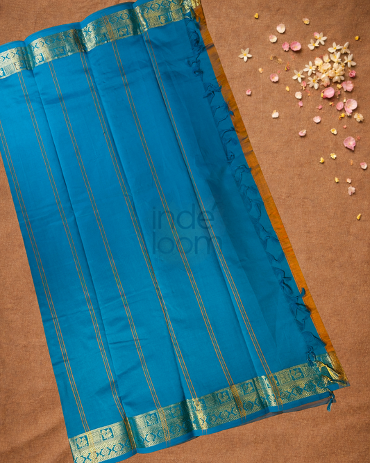 Handloom Korvai Silk Cotton Saree  |  Fire Orange